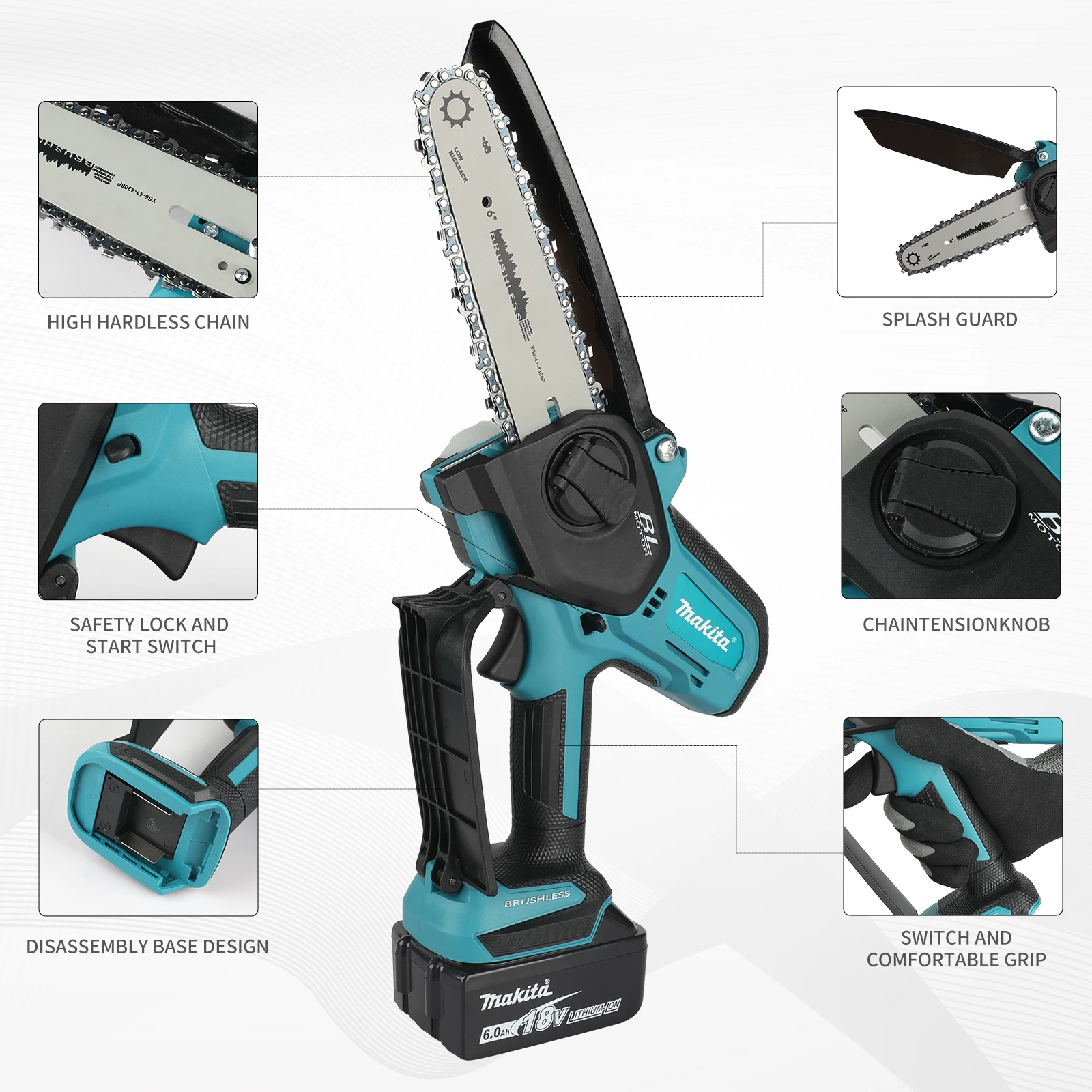 Mini Electric Chainsaw 6 Inch - Cordless Chainsaw for Woodworking with Small