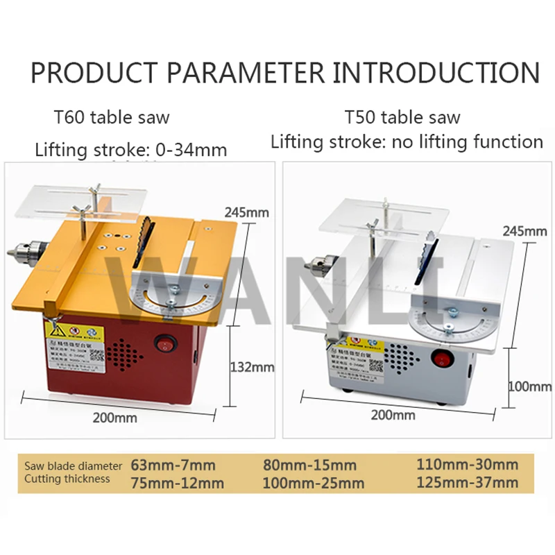 T50/T60 Mini DIY Small Cutting - Mini Table Saw For Woodworking 评论和价格