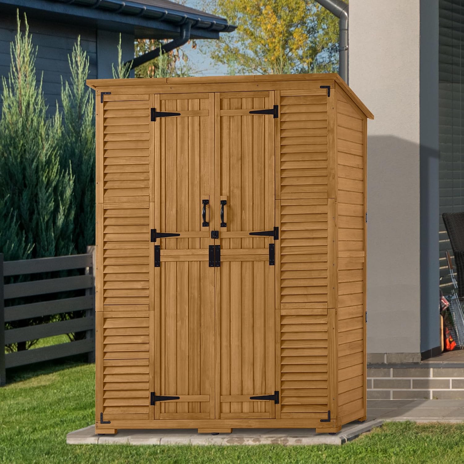 Outdoor Storage Cabinet with S - Garden Tools 评论和价格