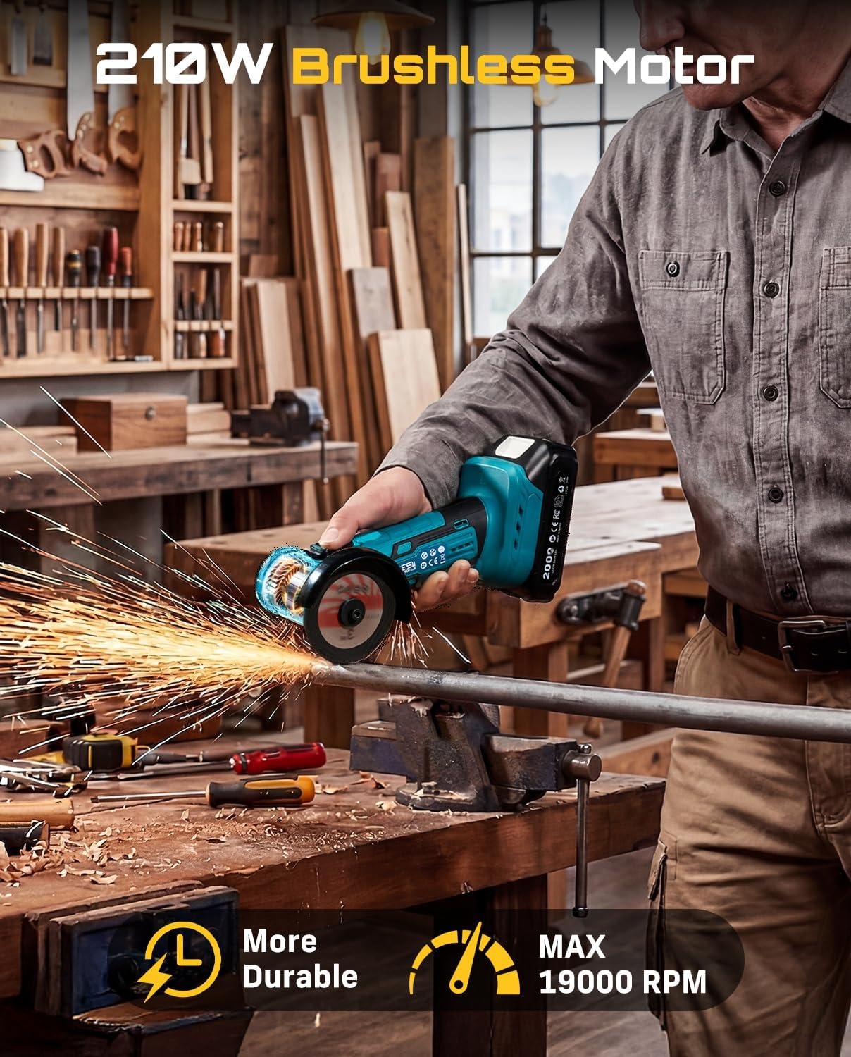 SEESII Cordless Mini Angle Gri - Brushless Angle Grinder Battery Powered 评论和价格