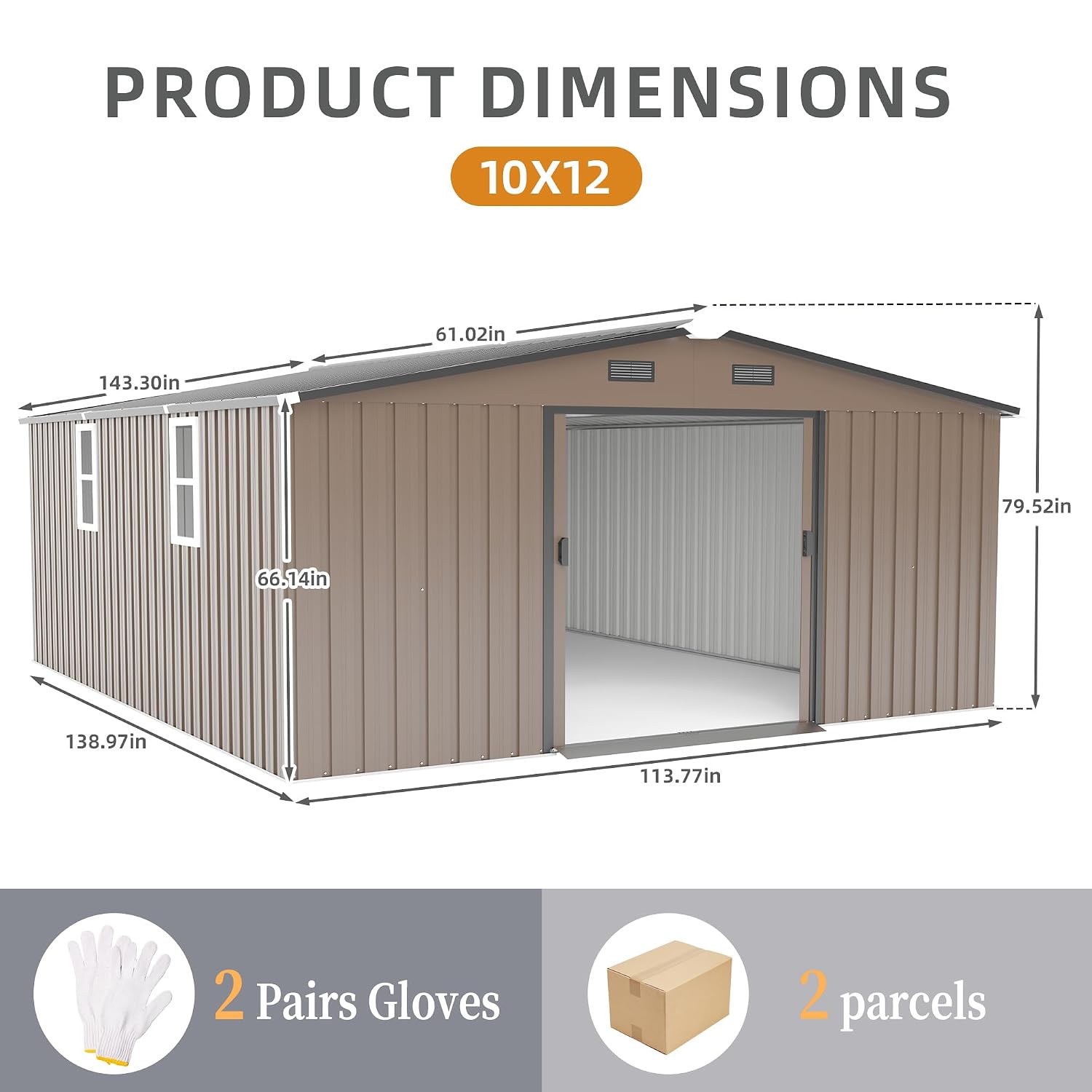 10x12 FT Outdoor Metal Storage - Garden Tools 评论和价格