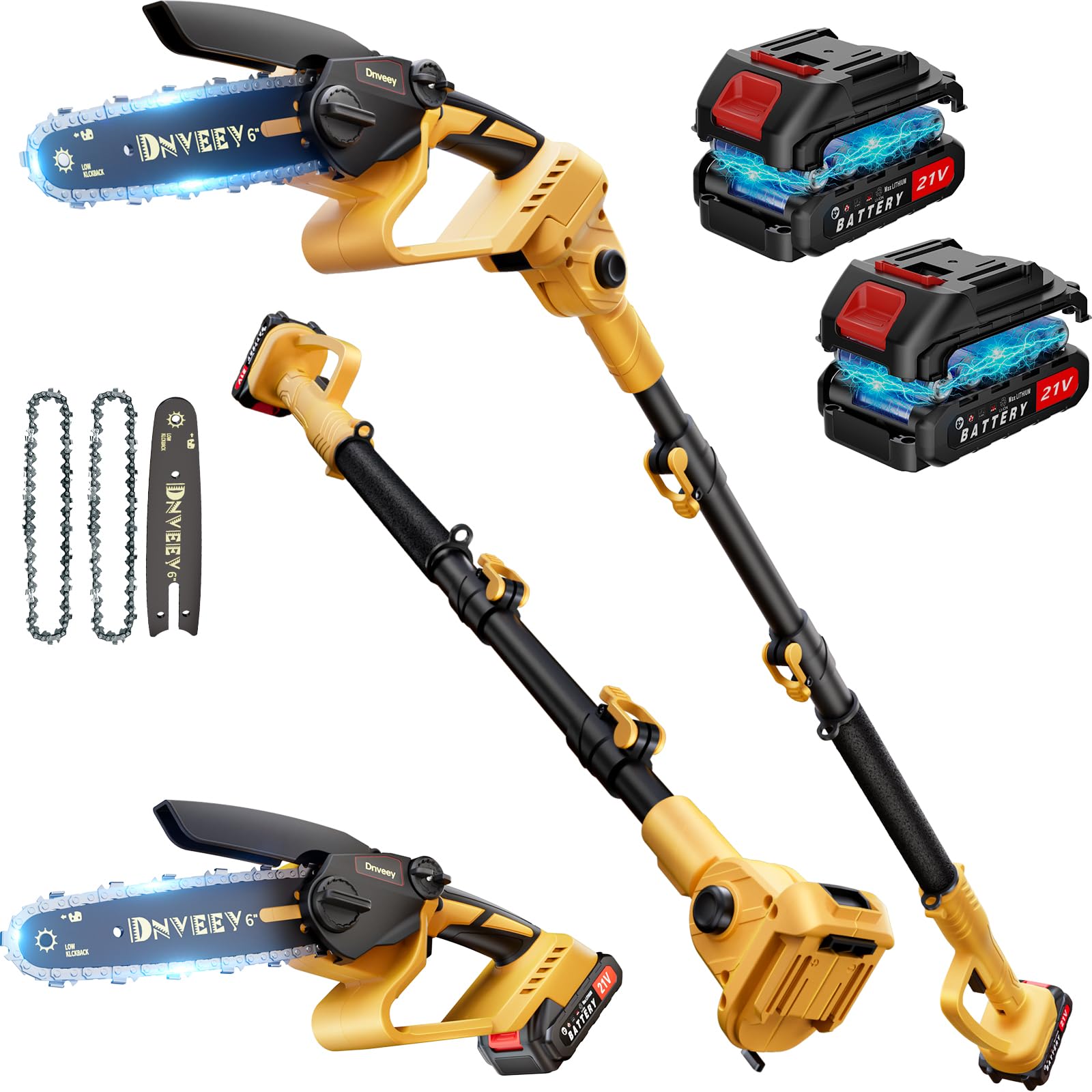 2-in-1 Cordless Pole Saw & 6-I - Mini Electric Chainsaw 6 Inch 评论和价格