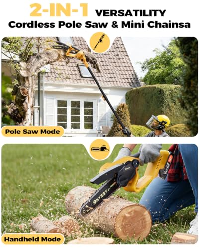 2-in-1 Cordless Pole Saw & 6-I - Mini Electric Chainsaw 6 Inch 评论和价格