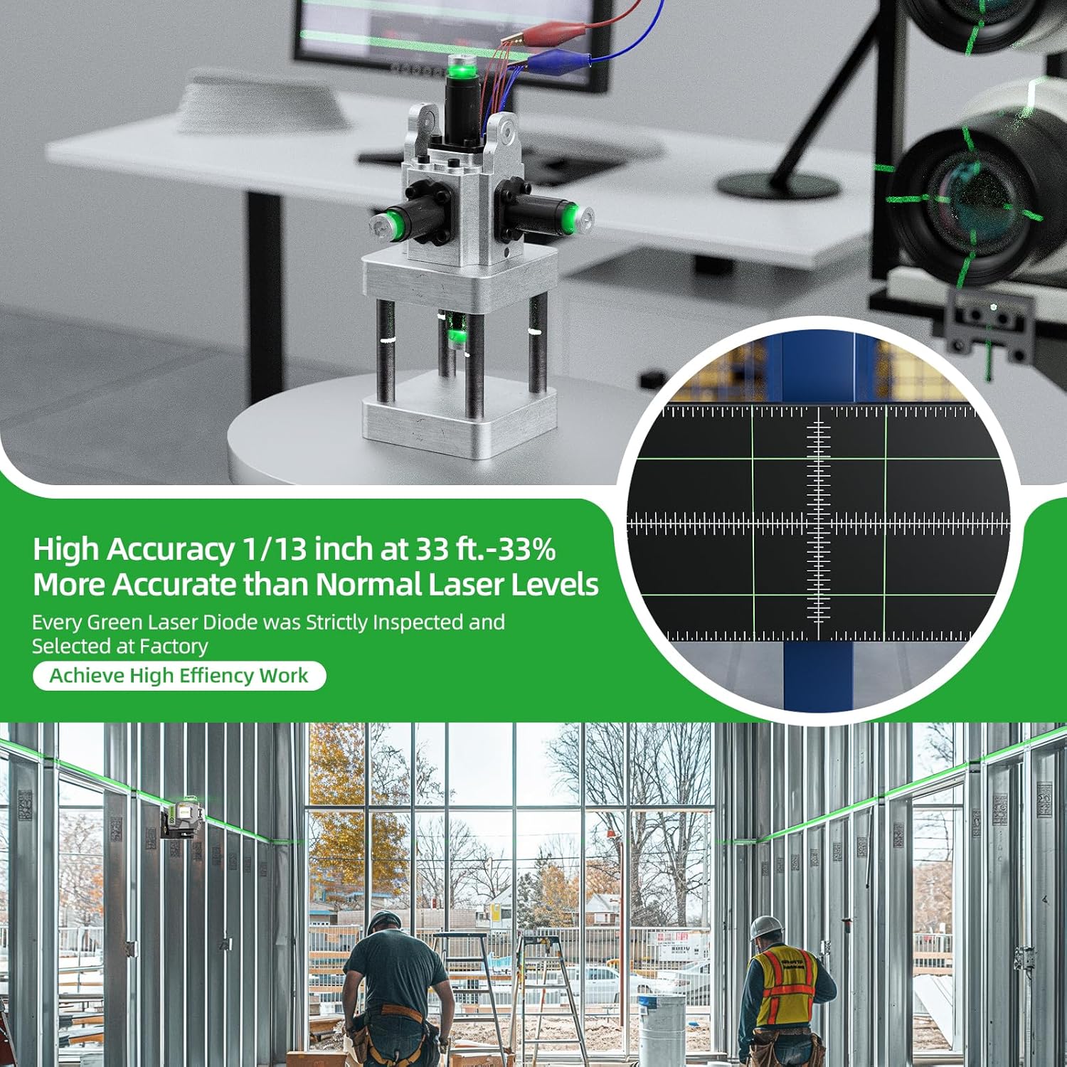 Huepar 4D Cross Line Laser Lev - Laser Level 16 Lines 4D Green 评论和价格