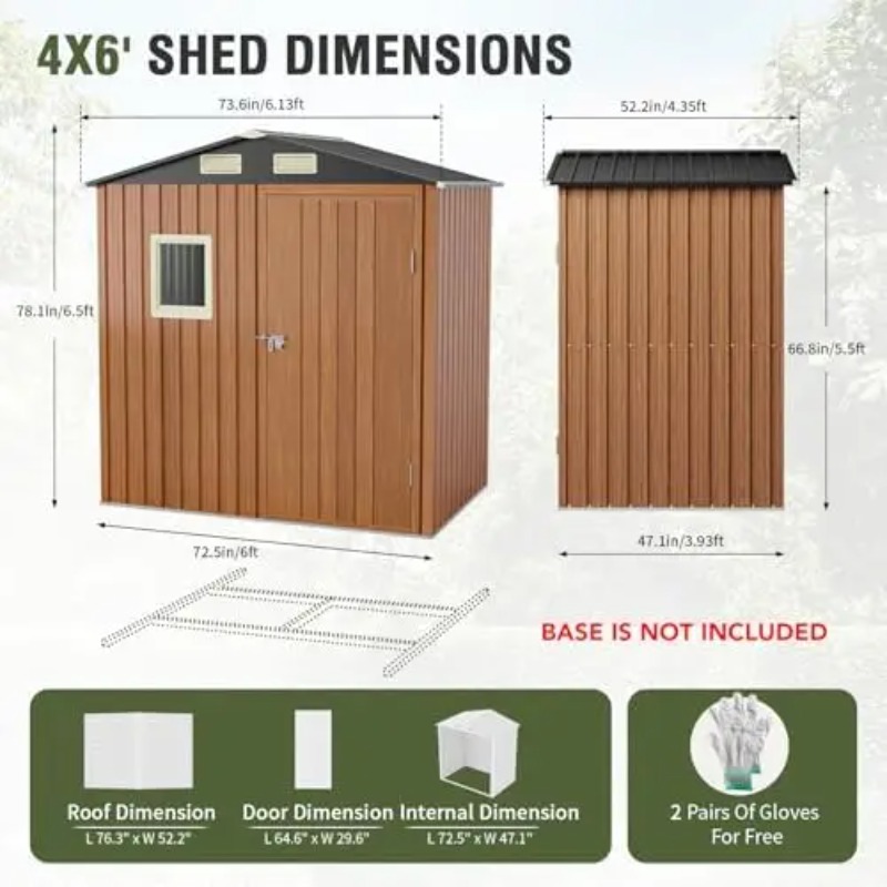 Outdoor Storage Shed 6x4 Ft, L - Garden Tools 评论和价格